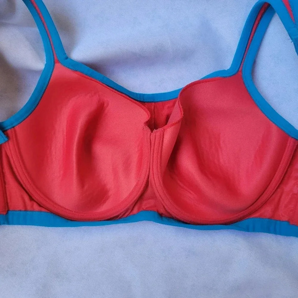 Natori Yogi High-Impact Underwire Sports Bra Molded Cups Adjustable 34D Red/Blue - Picture 7 of 10